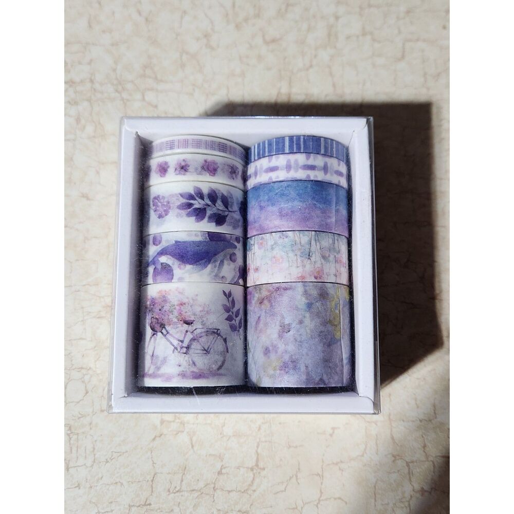 Purple Tones Washi Tape Whale Bicycle Plants Whimsical Kawaii
